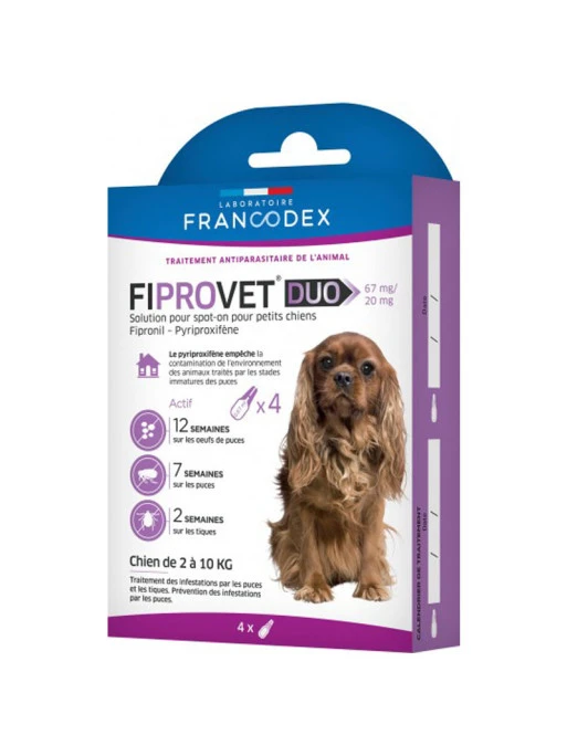 Antiparasitaire Pour Petit Chien Fiprovet Duo X4 Francodex 1 Antiparasitaire Pour Petit Chien Fiprovet Duo X4 Francodex