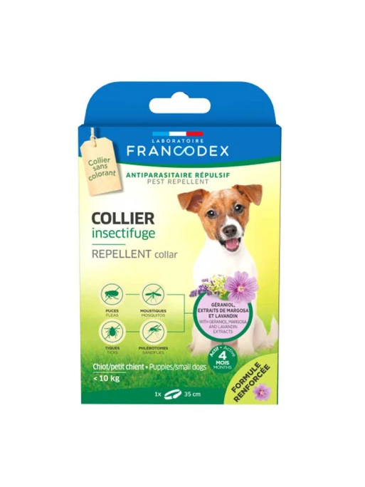 Collier Insectifuge Formule Renforcée Chiot Et Petit Chien Francodex 1 Collier Insectifuge Formule Renforcée Chiot Et Petit Chien Francodex